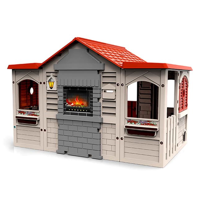 بيت للاطفال كبير بلاستيك أحمر / بني تشيكوز Chicos - Le Chalet - Red & Brown