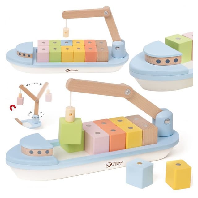 لعبه اطفال سفينة خشبية كلاسيك وورد Classic World Block Boat