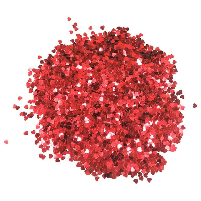 برطمان قلتر أشكال قلوب باللون الأحمر بقياس 3مم كرافت بوكس Craft Box - Glitter Jar Hearts 3mm - Red