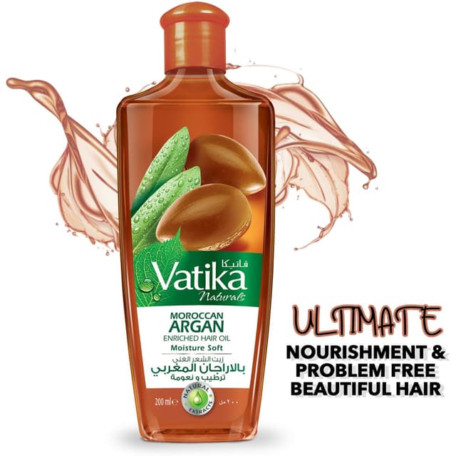 زيت شعر فاتيكا غني بالأرجان المغربي لتغذية الشعر 200 مل من دابر فاتيكا Dabur Vatika - Argan Hair Oil 200ml