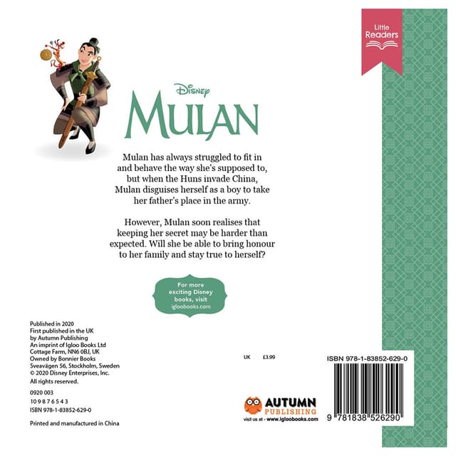 قصة أطفال مولان باللغة الإنجليزية الخريف للنشر Disney Mulan Story Book