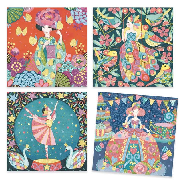 Djeco Colored Glitter Art Kit Dresses (dj09500 For Sale Djeco Colored  Glitter Art Kit - Dresses Glitter Craft For Kids Ages 6+, 4 Boards, 6  Glitter Tubes, Brush, Tool Sand Toys