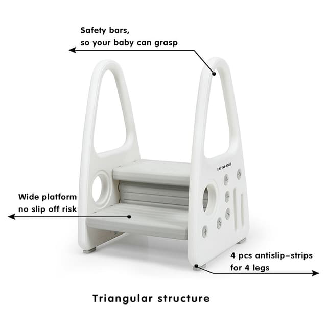 سلم اطفال بلاستيك 2 خطوة رمادي إيزي كيدز Eazy Kids 2 Step Stool