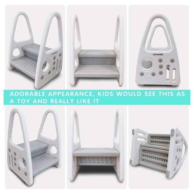 سلم اطفال بلاستيك 2 خطوة رمادي إيزي كيدز Eazy Kids 2 Step Stool