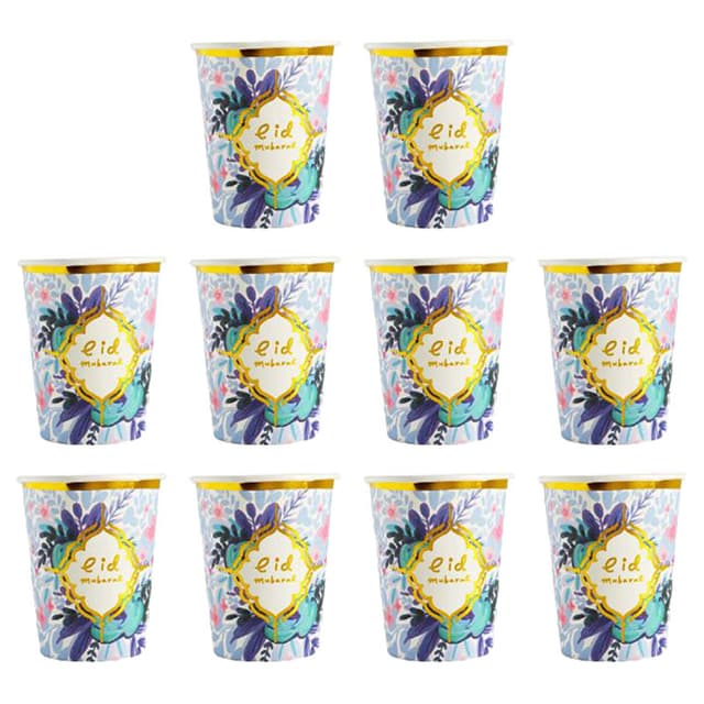Order Eid Party - Floral Paper Cups - 10pcs Now! | Jomla.ae