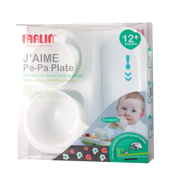 Farlin - J'aime Pe-Pa Plate - White