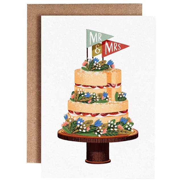بطاقة تهنئة فارغة لمناسبة الزواج يمكن الكتابة عليها مع ظرف خاص من فوليو Folio - Wedding Cake Card