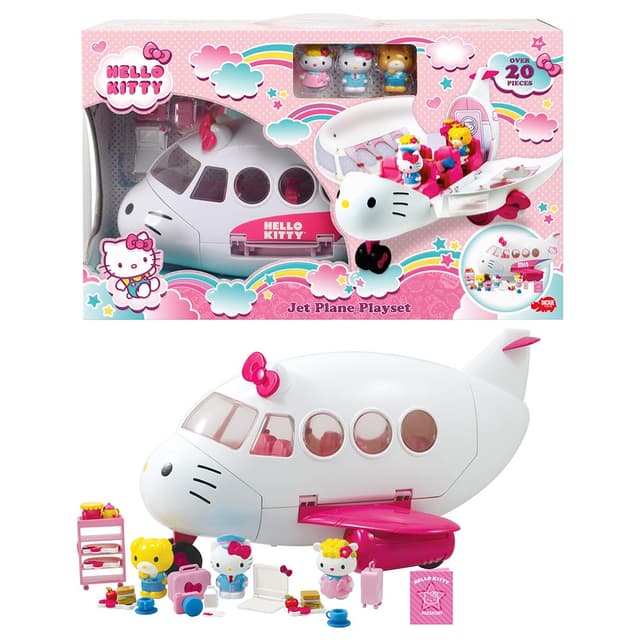 طقم لعبة هالو كيتي - طائرة نفاثة للأطفال مع شخصيات هالو كيتي Hello Kitty - Jet Plane Playset