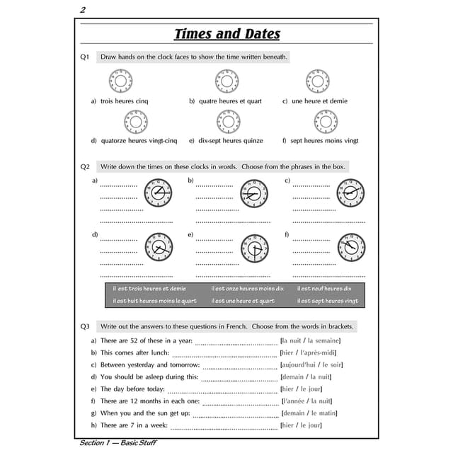KS3 French Workbook With Answers