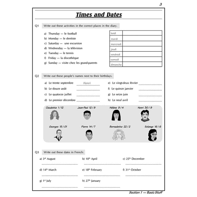 KS3 French Workbook With Answers