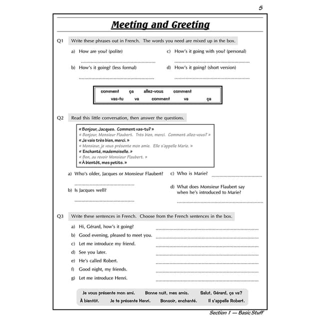 KS3 French Workbook With Answers