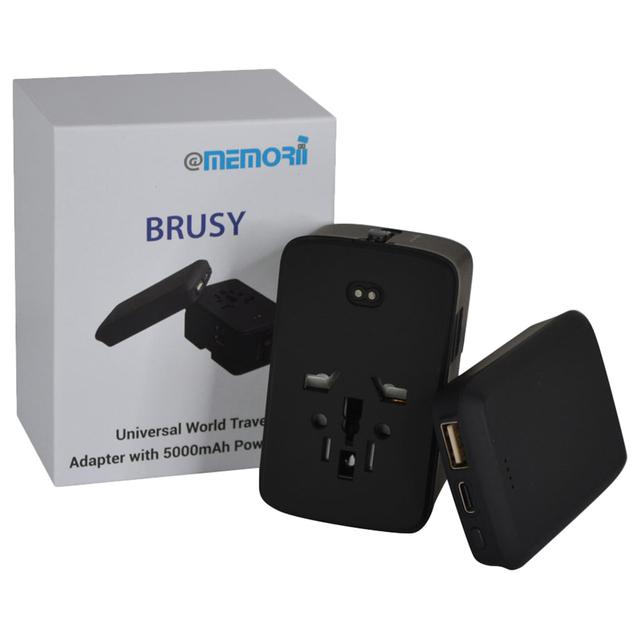 محول السفر مع باور بانك بسعة 5000 ميللي أمبير ميموري Memorii - Brusy World Travel Adapter W - SW1hZ2U6MjE4ODk5MQ==