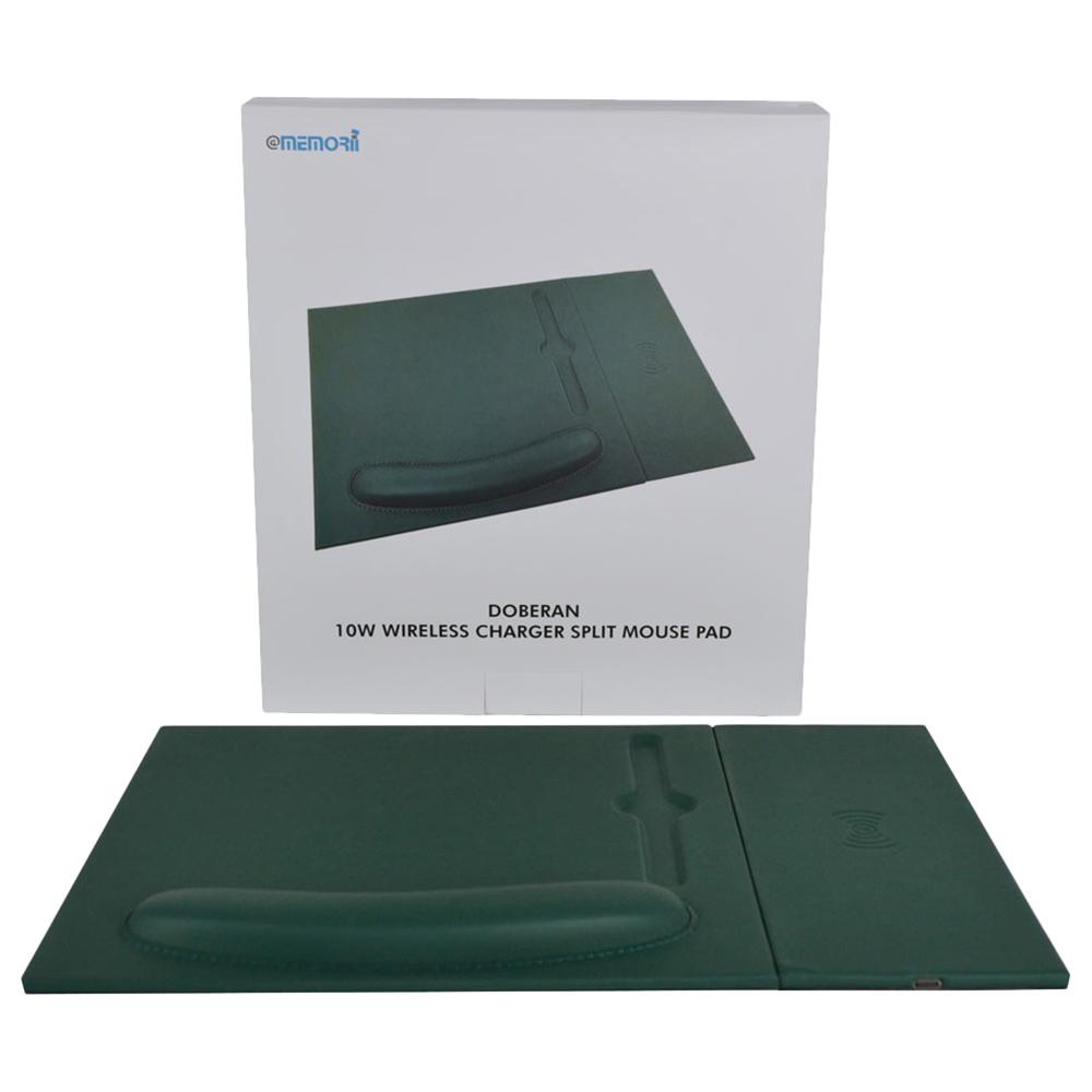 Memorii - Doberan 10W Wireless Charger Pu Mouse Pad - Dark Green