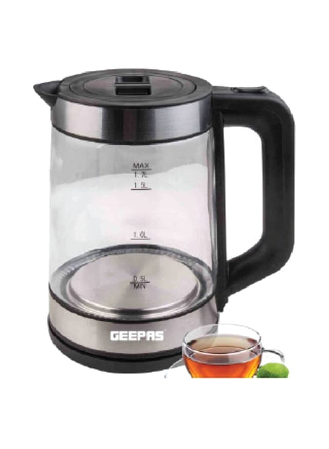 غلاية ماء 1.7 لتر 2200 واط زجاج شفاف جيباس Geepas Electric Glass Kettle 1.7 L 2200 W