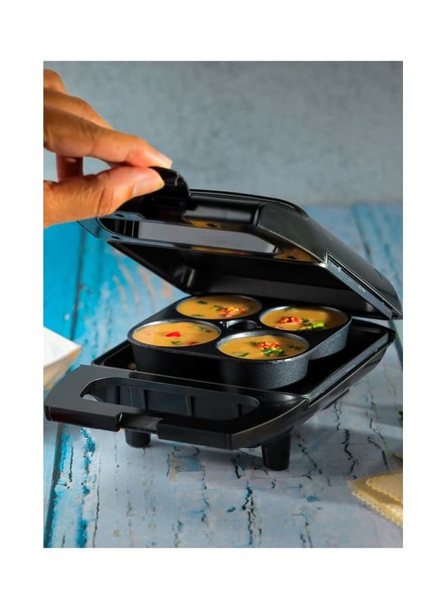 جهاز سلق البيض 600 واط 4 قطع غير لاصقة أسود جيباس Geepas Non-Stick 4 Egg Bite Maker Cool Touch Handles & Skid - 452479