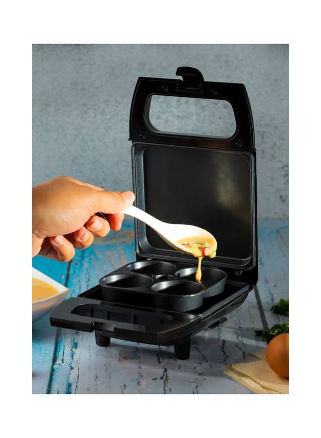 جهاز سلق البيض 600 واط 4 قطع غير لاصقة أسود جيباس Geepas Non-Stick 4 Egg Bite Maker Cool Touch Handles & Skid - 452480