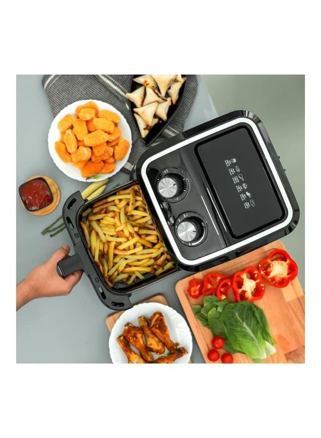 Geepas Air Fryer With A Rack Equipped With Vortx Air Frying Technology Oil Free Cooking Adjustable Timer And Temperature 5.0 L 1600.0 W Black - 452428