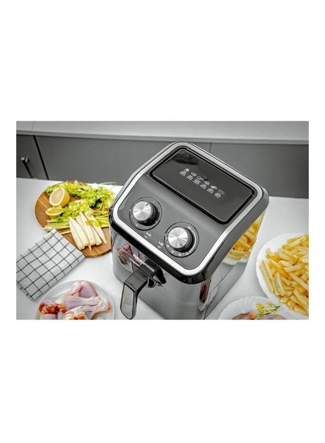 Geepas Air Fryer With A Rack Equipped With Vortx Air Frying Technology Oil Free Cooking Adjustable Timer And Temperature 5.0 L 1600.0 W Black - 452426