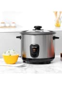 Geepas Multifunctional Rice Cooker With Removable And Non Stick Inner Pot Tempered Glass Lid 1.5 L 500.0 W Silver