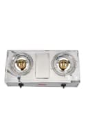 موقد غاز رأسين ستانلس ستيل جيباس Geepas Stainless Steel Gas Cooker High-Quality Electroplated Pan Support