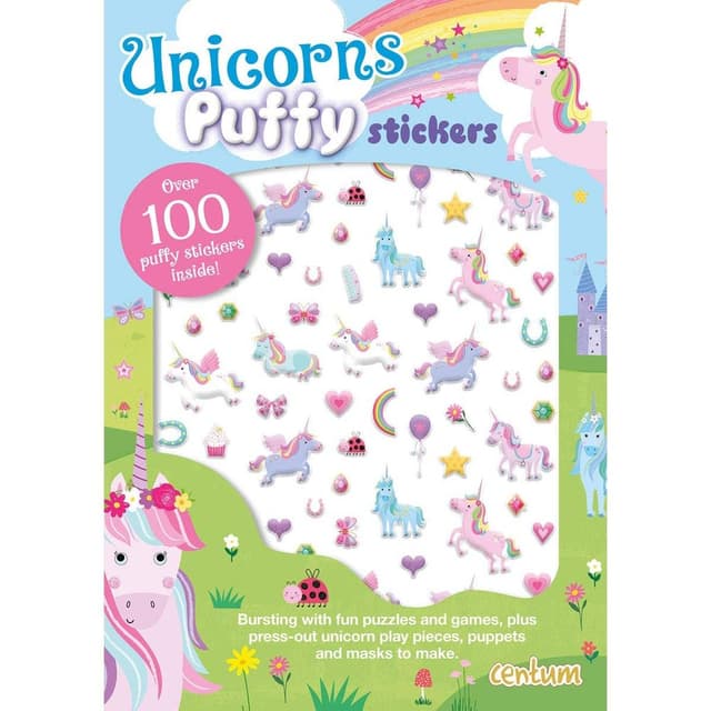 كتاب ملصقات وحيد القرن يونيكورن ستيكر بوك Puffy Sticker Book Unicorns
