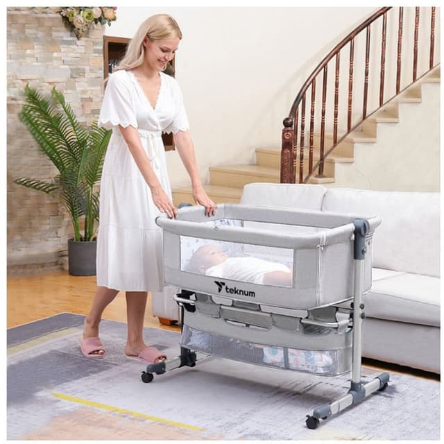 سرير اطفال بجانب السرير رمادي تيكنوم Teknum - Bedside Crib - Grey