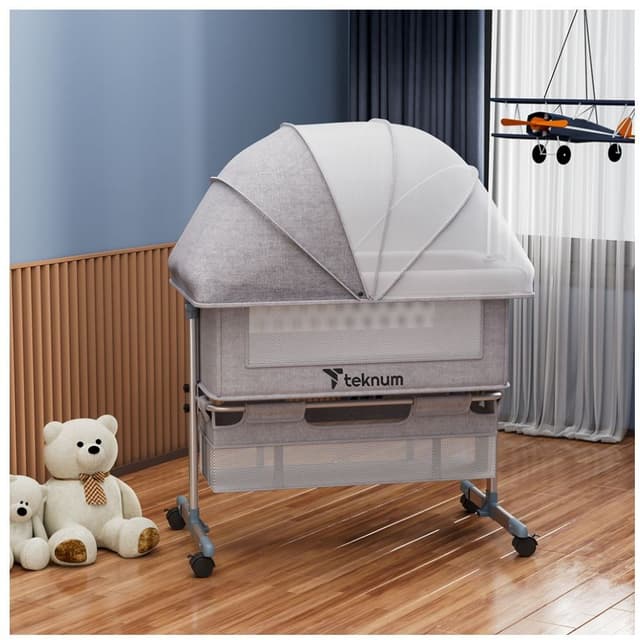 سرير اطفال بجانب السرير رمادي تيكنوم Teknum - Bedside Crib - Grey