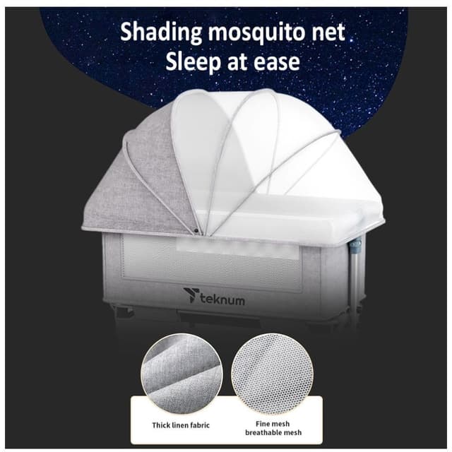 سرير اطفال بجانب السرير رمادي تيكنوم Teknum - Bedside Crib - Grey