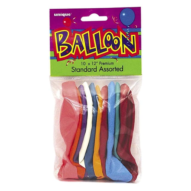 مجموعة بالونات حفلات ملونة 10 قطع من يونيك Unique - Assorted Balloon Pack of 10