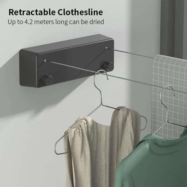 حبل غسيل قابل للسحب لتجفيف الملابس Retractable Washing Line Drying Clothes