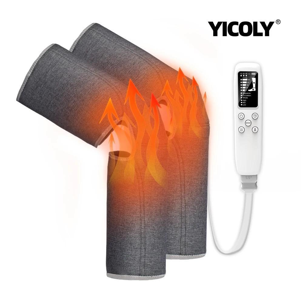 جهاز مساج القدم الكهربائي ييكولي مع 3 مستويات حرارة Yicoly Air Compression Leg Massager