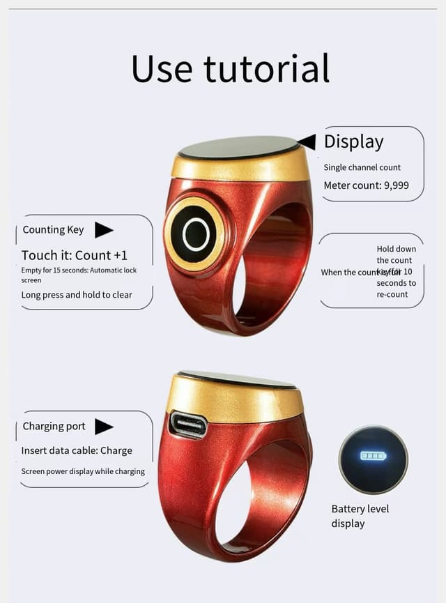 خاتم التسبيح الذكي Smart Ring For Taspih