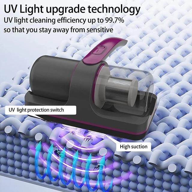 Wireless Mattress Vacuum Cleaner UV-C Bed Dust Remover 12Kpa Powerful Suction - SW1hZ2U6MjA2ODEyMQ==