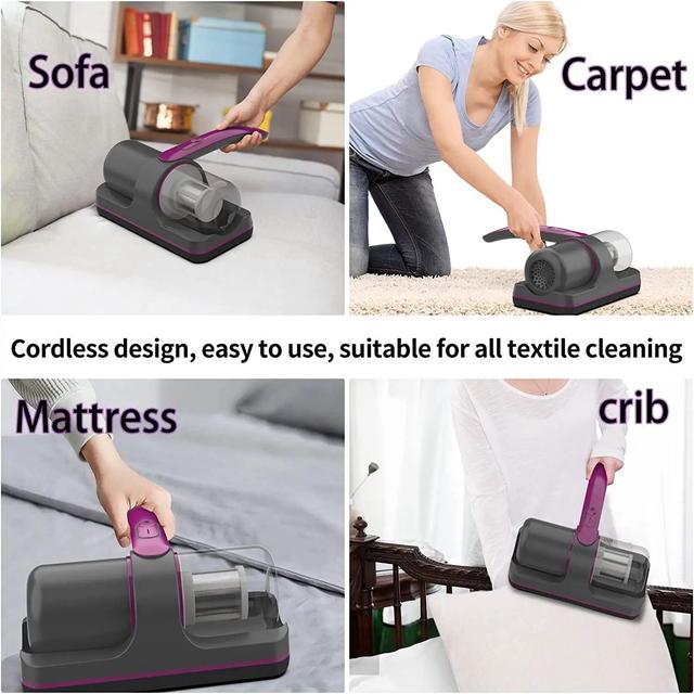 Wireless Mattress Vacuum Cleaner UV-C Bed Dust Remover 12Kpa Powerful Suction - SW1hZ2U6MjA2ODExMw==
