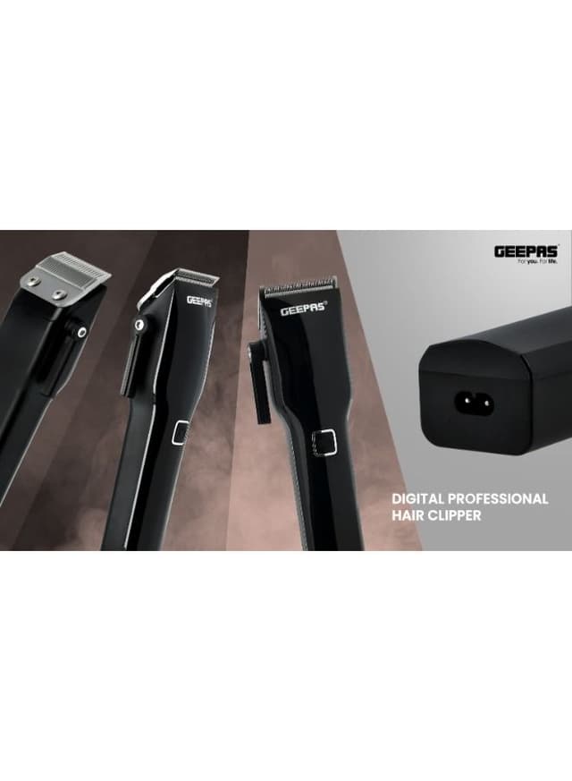 Geepas Digital Professional Hair Clipper, Trimmer 8 Combs Men Beard Mustache Edger With Led