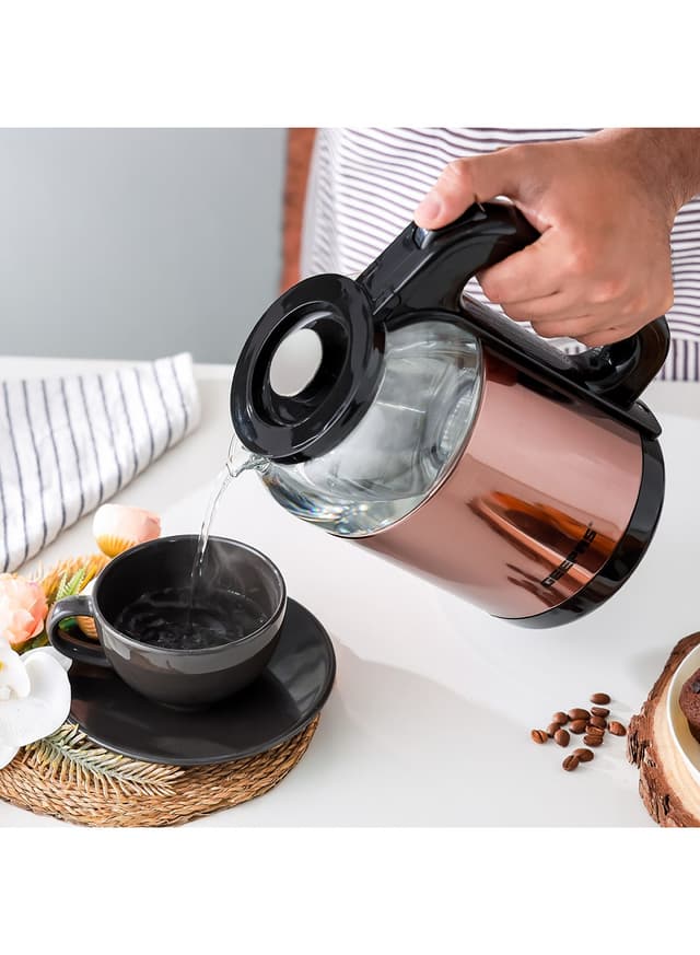 غلاية ماء 1.7 لتر 1500 واط زجاج شفاف جيباس Geepas Double Layer Electric Glass Kettle With Boil