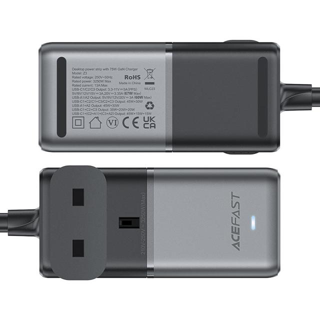 شاحن مكتبي 5 منافذ ومدخل فيش ثلاثي أسيفاست 3250 واط Acefast Fast Charger Power Strip Z3 - SW1hZ2U6Mjk1MjY3OA==