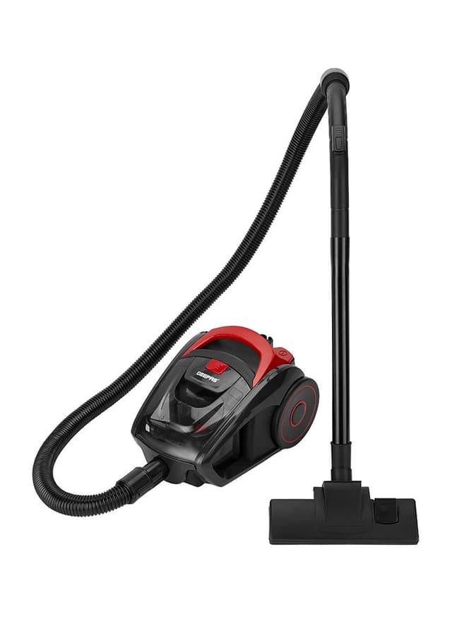 Geepas Cyclonic Vacuum Cleaner With 1.5l Dust Bag Capacity, Lower Noise Design, Flexible Hose With Handle Airflow Control, Pedal On/Off Switch, Automatic Cord Rewinder Function, Hepa Filtration System 1.5 L 2200 W Red, Black