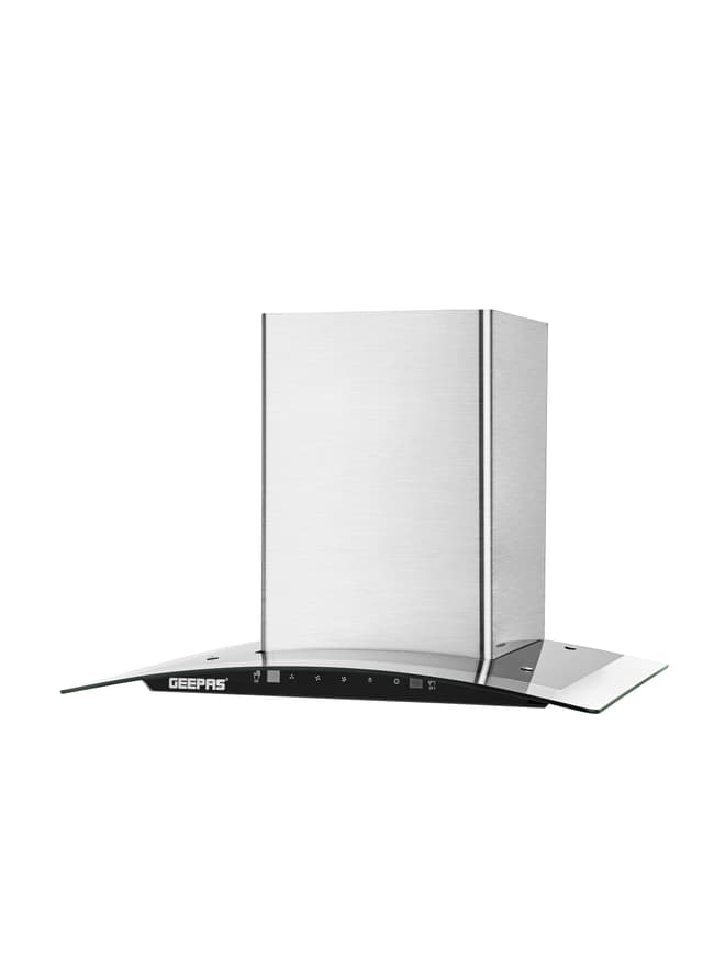 Geepas 60 Cm Slim Hood With Charcoal Filter/ Chimney With 750 M3/Hour Suction, 3 Speeds, 2x1.5 Watts Led, Baffle Filter, 230 W Motor, Digital Touch Panel, Stainless Steel Finish Body 230 W White