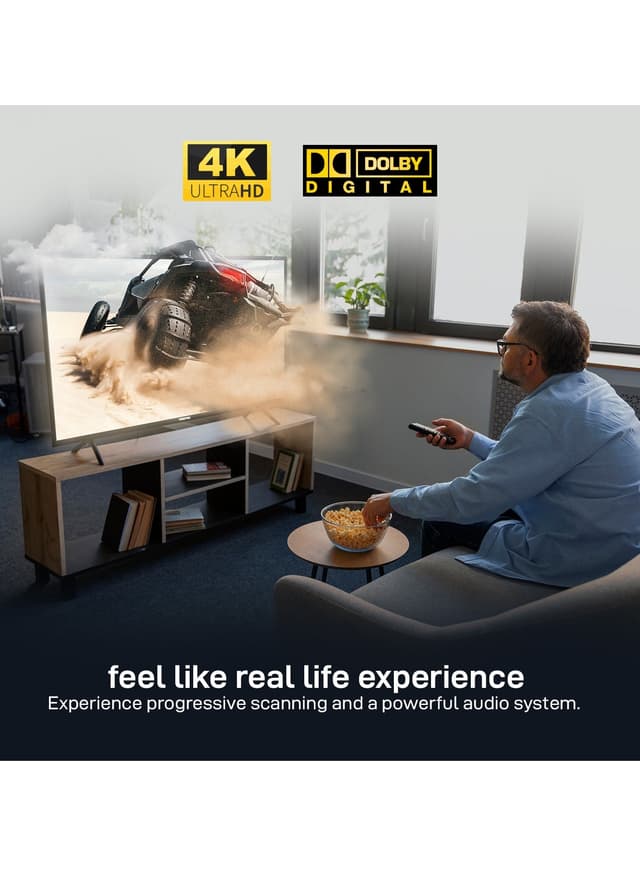 Geepas 55'' 4k Uhd, Google, Smart Led Tv With Remote Control, Wall Mount Bracket, 2 Usb & 4 Hdmi Port, Hdmi, Usb, Bluetooth, Wifi, Screen Sharing, 16.9 Aspect Ration, Wide Color Enhancer, Eco Efficiency