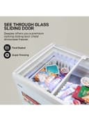 Geepas Faster Cooling Chest Showcase Freezer Convertible Freezer And Fridge Function Long Lasting Freshness With Temperature Control 220 W White