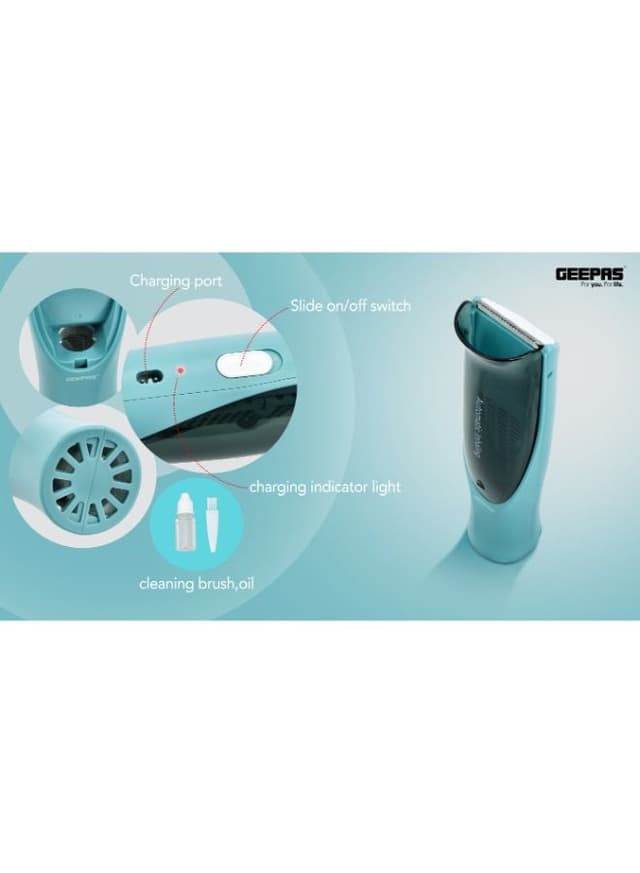 ماكينة حلاقة الشعر للأطفال بدون صوت مع ميزة الشفط القابلة للشحن من جيباس مقاومة للماء Geepas Rechargeable Vacuum Baby Trimmer, Kids