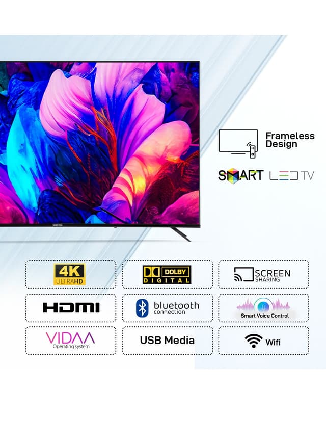 شاشة 70 بوصة سمارت 4K UHD أسود جيباس Geepas 70-Inch Vidaa Professional Tv Smart Voice Control