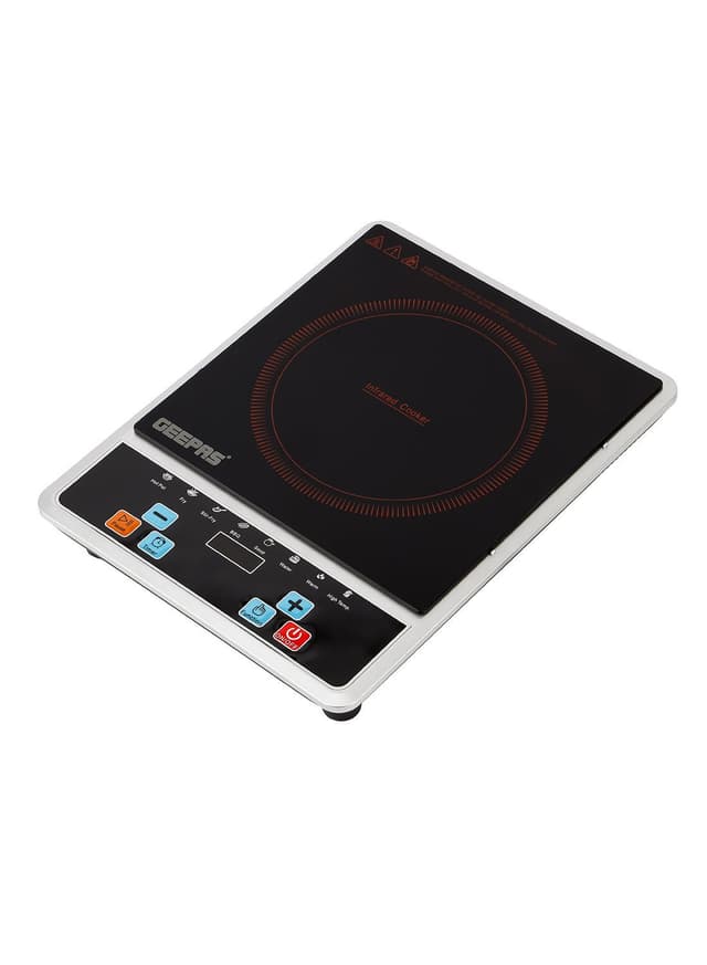طباخ كهربائي 10 مستويات طاقة 200 واط أسود جيباس Geepas Digital Infrared Cooker Infrared Burner With 10 Level Adjustable Temperature, Single Cooking Hob With Button Control 2000W