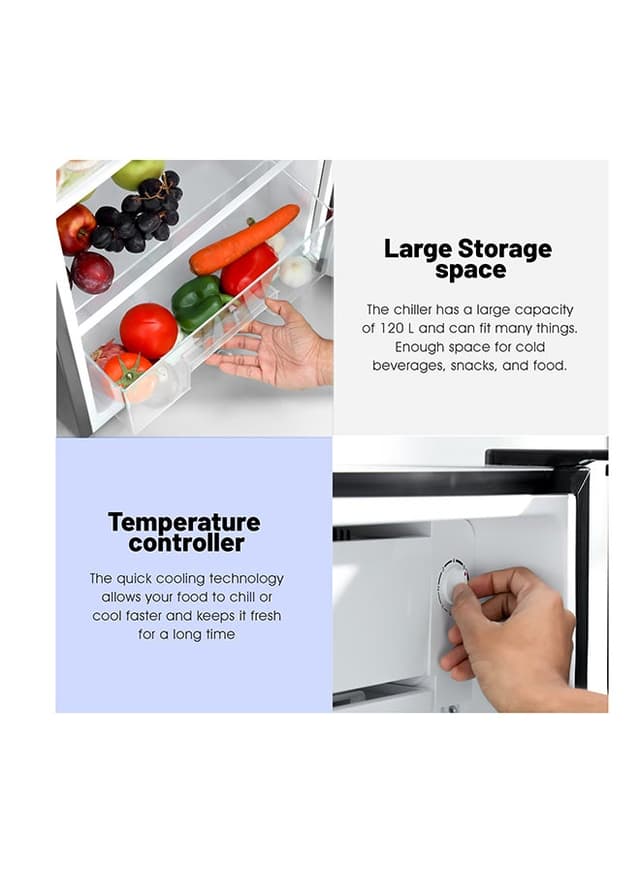 Geepas 120l Gross/92l Net Capacity, Single Door Mini Defrost Refrigerator With Retro Premium Design, Bottle Opener, Glass Shelves, Transparent Door Basket, Lock & Key, Low Noise, Low Voltage, Adjustable Front Wheel. 120 L Black