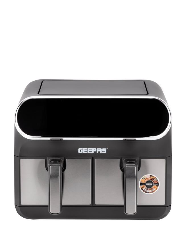 Geepas Digital Air Fryer With 60 Min. Timer, Cool Touch Handle, Led Display, 8 Liter Capacity (2x4l), Overheat Production, Shake Reminder, 8 Preset Programs, Dual Cook Setting, Sync Cooking Setting 8 L 1700 W Black - SW1hZ2U6MjEwOTQyMg==