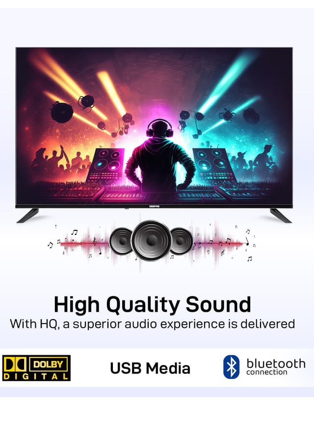 Geepas 55'' 4k Uhd, Google, Smart Led Tv With Remote Control, Wall Mount Bracket, 2 Usb & 4 Hdmi Port, Hdmi, Usb, Bluetooth, Wifi, Screen Sharing, 16.9 Aspect Ration, Wide Color Enhancer, Eco Efficiency