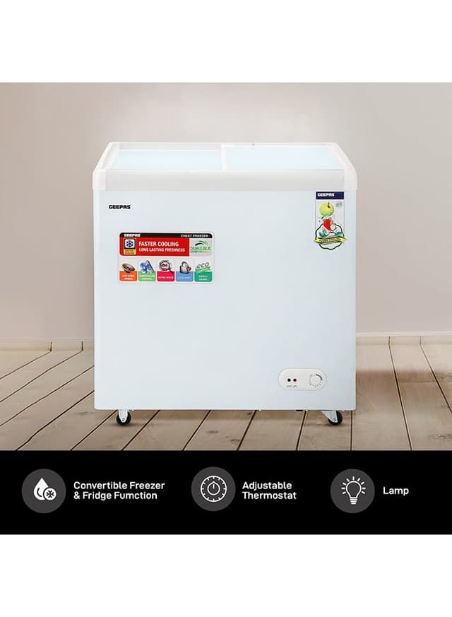 ثلاجة فريزر 260 لتر 220 واط جيباس Geepas Chest Showcase Freezer-Convertible Freezer And Fridge