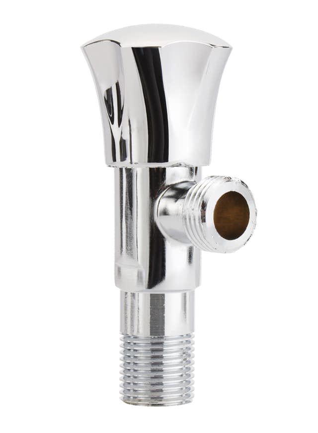 Geepas Angle Valve- Non-Ferrous Angle Valve For Toilets, Plumbing Fixtures Chrome Plated Solid Knob With Turn Ceramic Brass Cartridge G1/2-G1/2 Connection Suitable For Hot And Cold Water