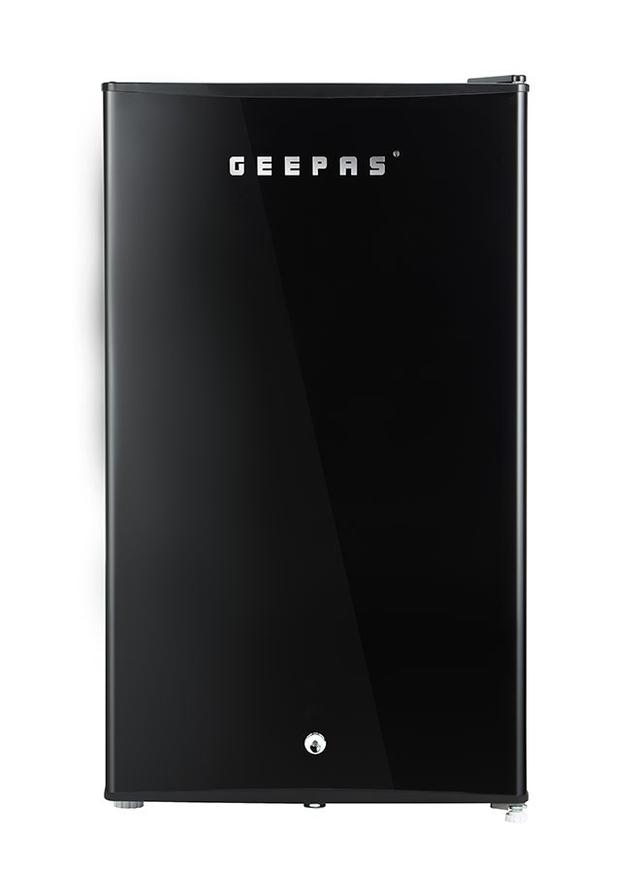 Geepas 120l Gross/92l Net Capacity, Single Door Mini Defrost Refrigerator With Retro Premium Design, Bottle Opener, Glass Shelves, Transparent Door Basket, Lock & Key, Low Noise, Low Voltage, Adjustable Front Wheel. 120 L Black